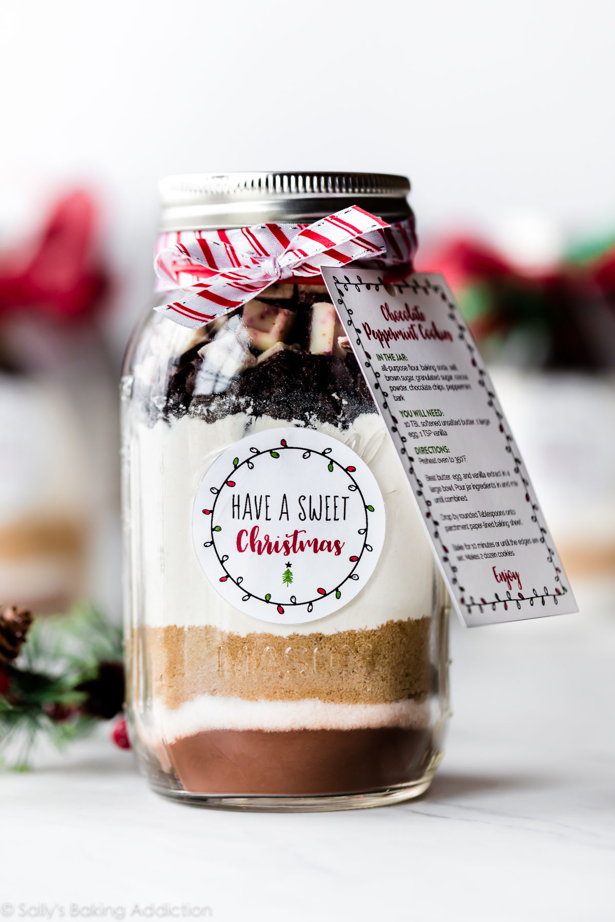 Biscuits de Noël dans un pot avec carte de recette imprimable gratuite