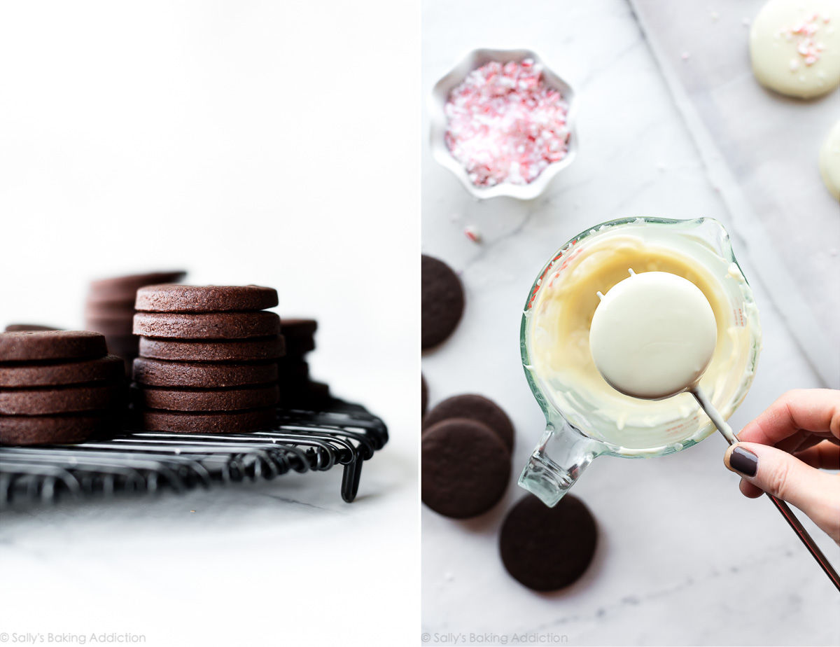 Comment faire des biscuits à l'écorce de menthe poivrée au chocolat sur sallysbakingaddiction.com