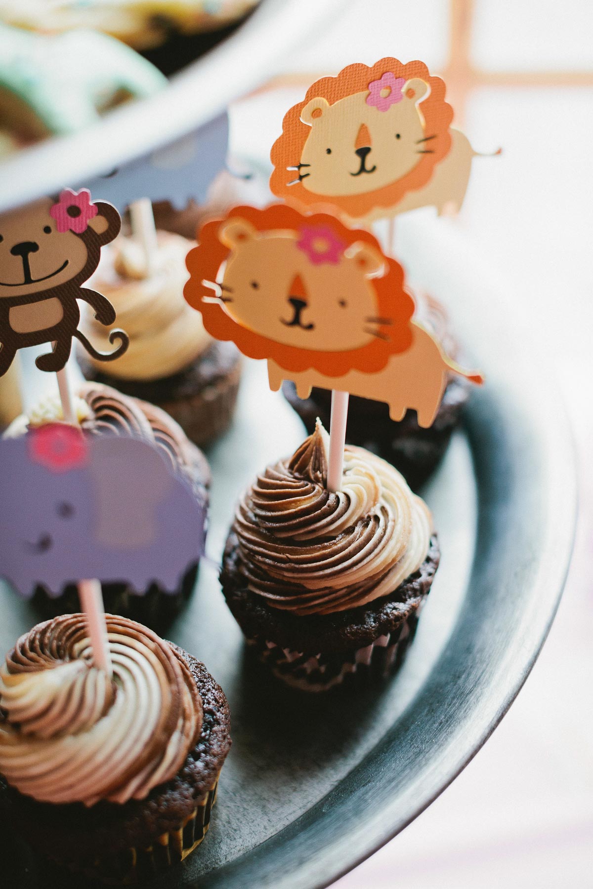 Petits gâteaux tourbillonnants au chocolat et à la vanille pour la 1ère fête d'anniversaire sur sallysbakingaddiction.com