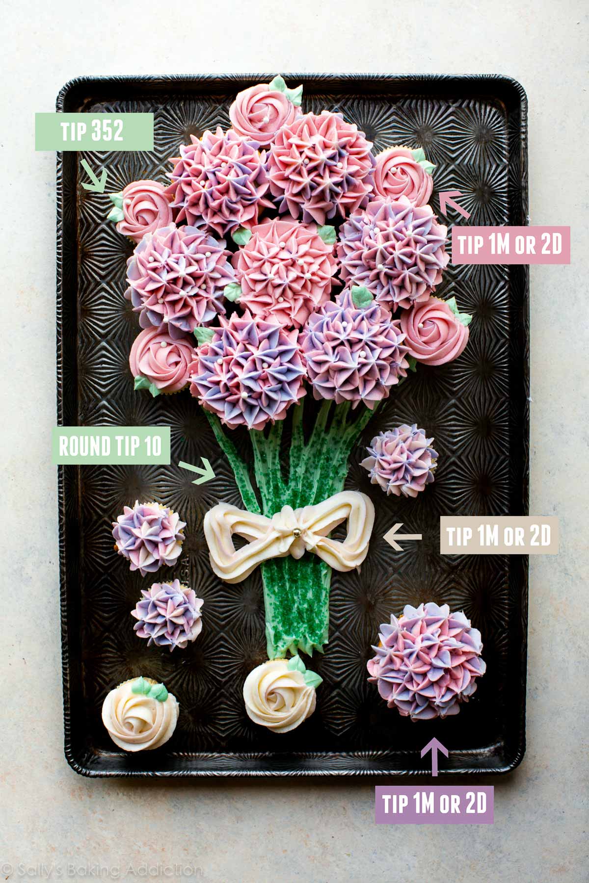 Conseils pour un bouquet de cupcakes sur sallysbakingaddiction.com