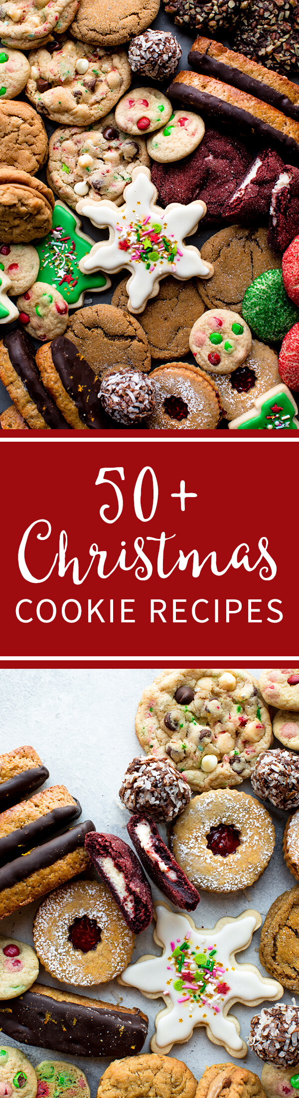 50 recettes de biscuits de Noël, y compris des biscuits au sucre décorés, des biscotti, des biscuits linzer, des biscuits sans cuisson, des biscuits au beurre d'arachide, des biscuits au velours rouge, des biscuits au chocolat, des biscuits boule de neige, des biscuits à la mélasse et plus encore !! Recettes de cookies sur sallysbakingaddiction.com