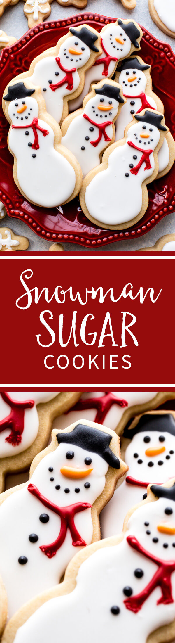 Apprenez à faire d'adorables biscuits au sucre bonhomme de neige et flocons de neige avec du glaçage royal! Recette de biscuits de Noël sur sallysbakingaddiction.com