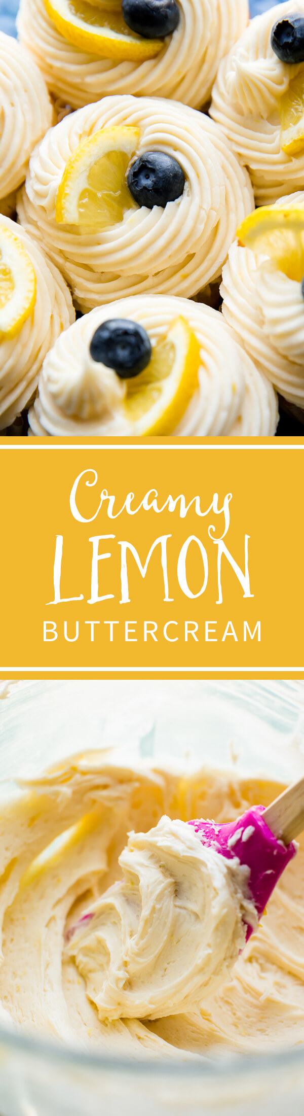 Le glaçage à la crème au beurre crémeux au citron est si facile à faire et à pipe! Goûte le meilleur sur les cupcakes au citron! Recette sur sallysbakingaddiction.com