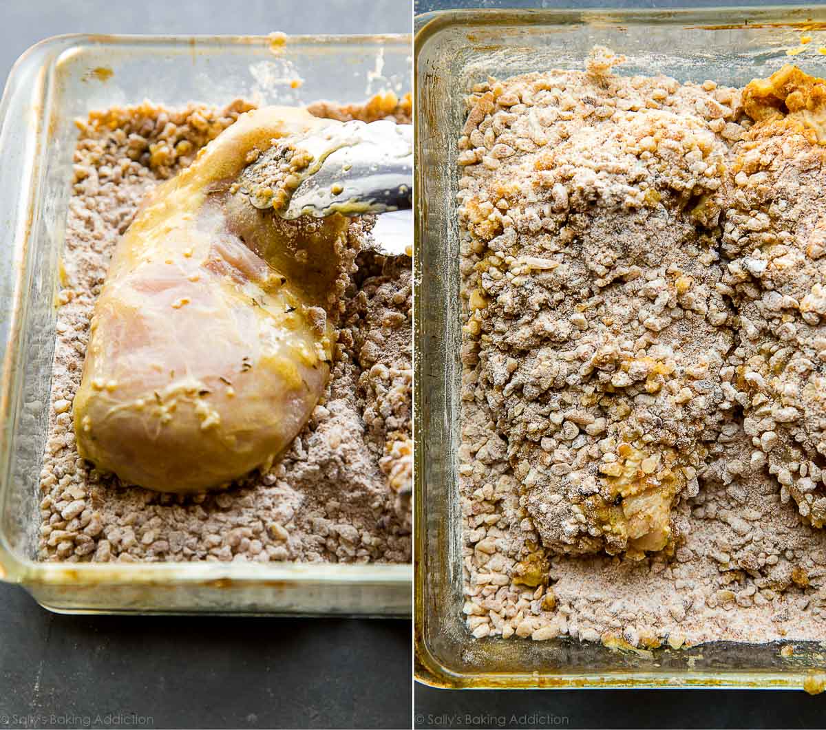 Comment faire du poulet en croûte de noix avec du glaçage à la moutarde au miel sur sallysbakingaddiction.com