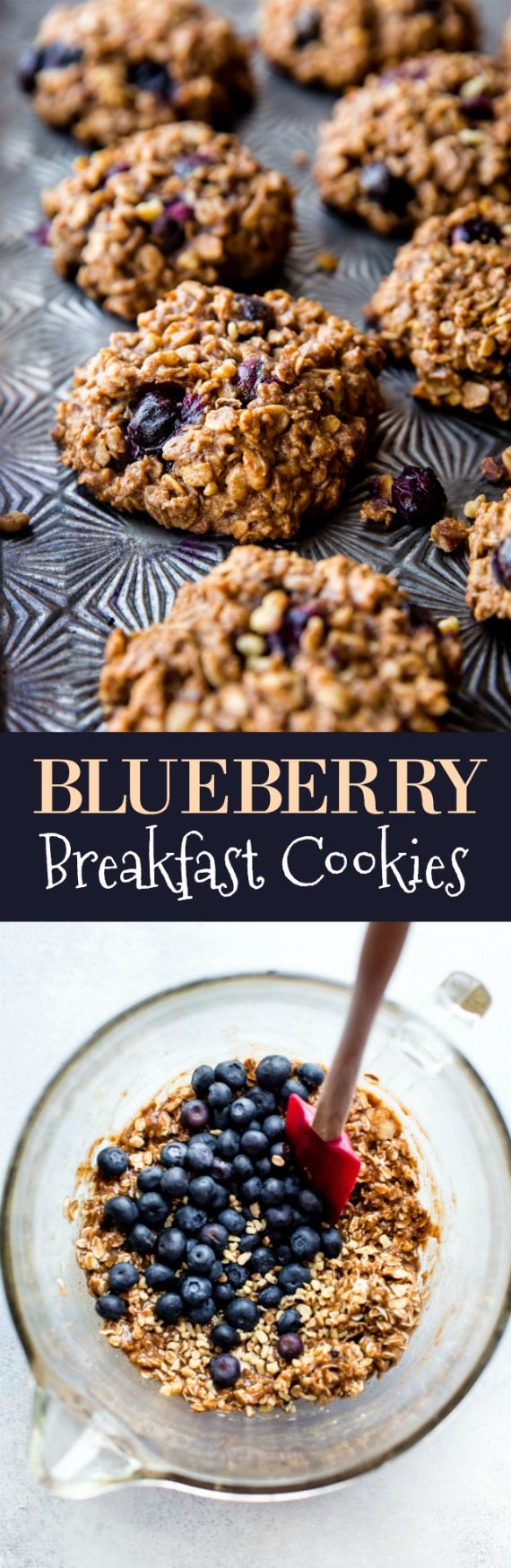 Biscuits au petit-déjeuner à l'avoine et aux bleuets emballés avec 9 ingrédients heureux et sains pour vous alimenter toute la journée. 1 recette de cookie BOWL sur sallysbakingaddiction.com