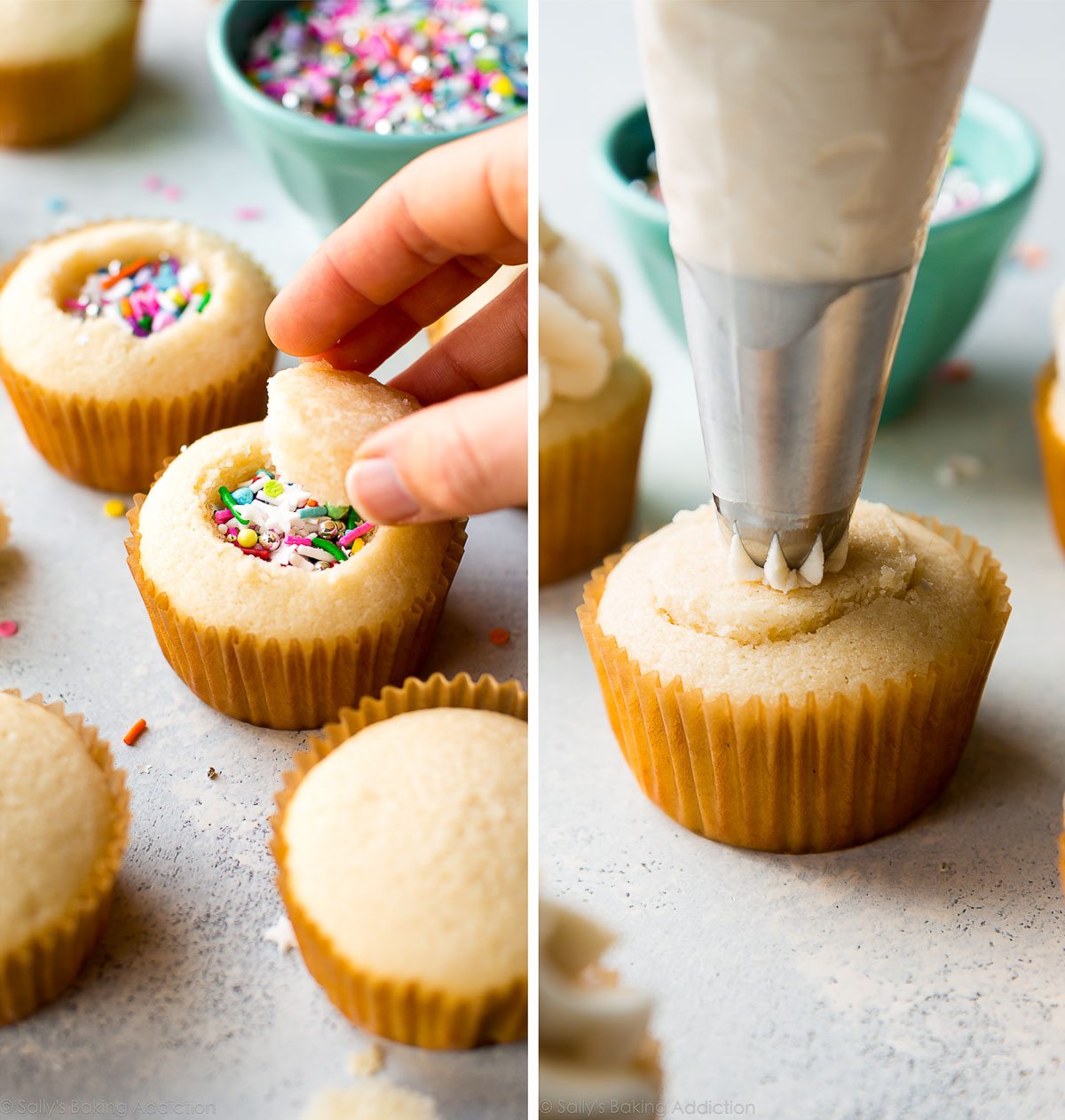 Comment faire des cupcakes à la piñata sur sallysbakingaddiction.com