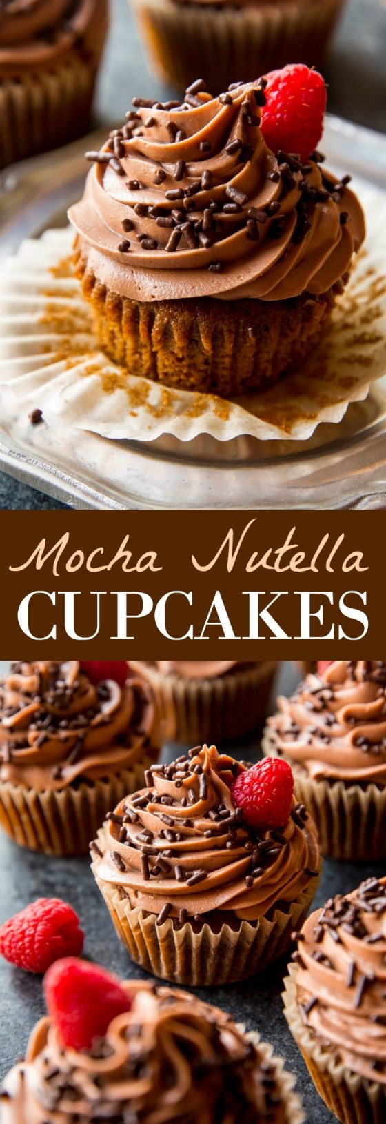 Cupcakes au Nutella moka moelleux, moelleux et moelleux avec glaçage au Nutella de Simply Beautiful Homemade Cakes! Recette sur sallysbakingaddiction.com