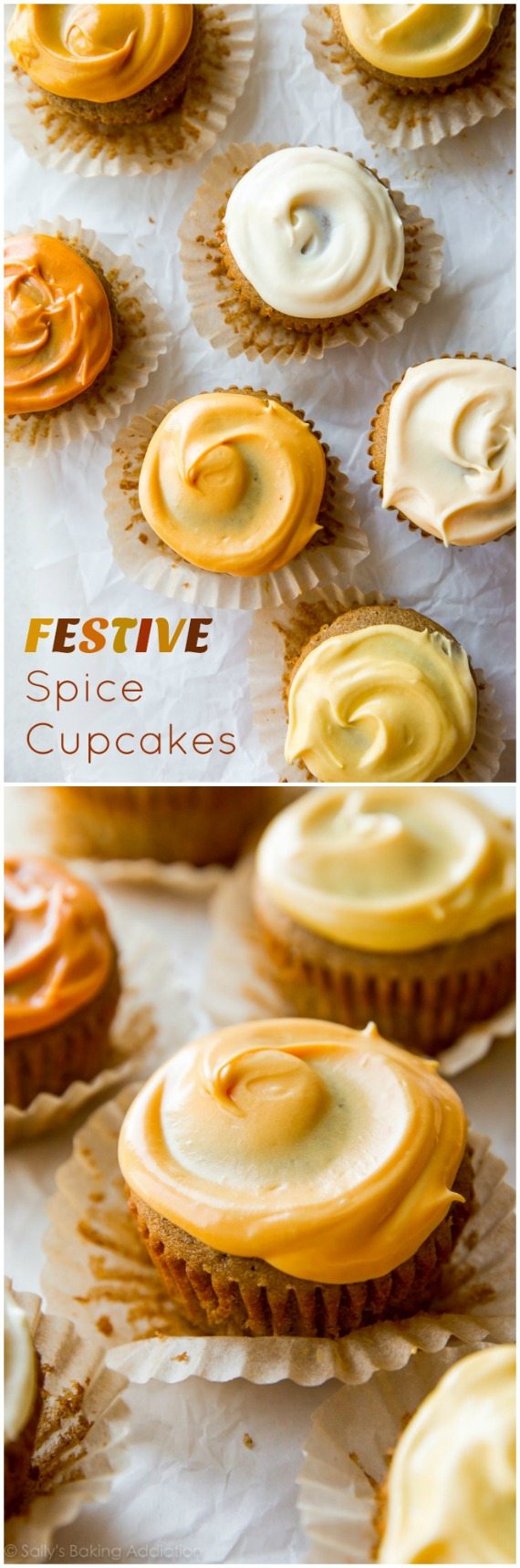 Plongez dans l'esprit de l'automne avec ces cupcakes aux épices à l'ombre massivement savoureux et magnifiques! Recette sur sallysbakingaddiction.com