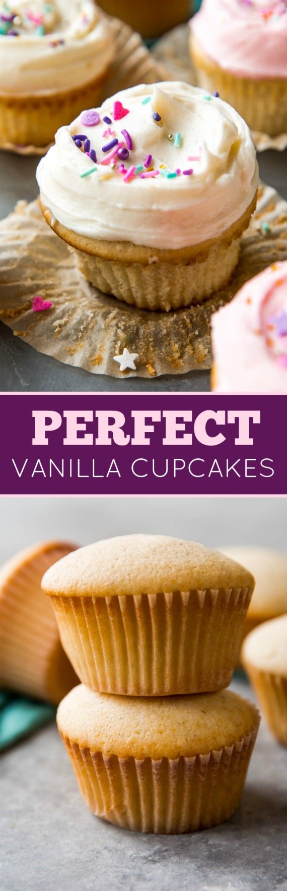 Cupcakes à la vanille moelleux, doux, légers et tout simplement parfaits. Ils seront votre nouvelle recette de cupcake maison à la vanille! sallysbakingaddiction.com