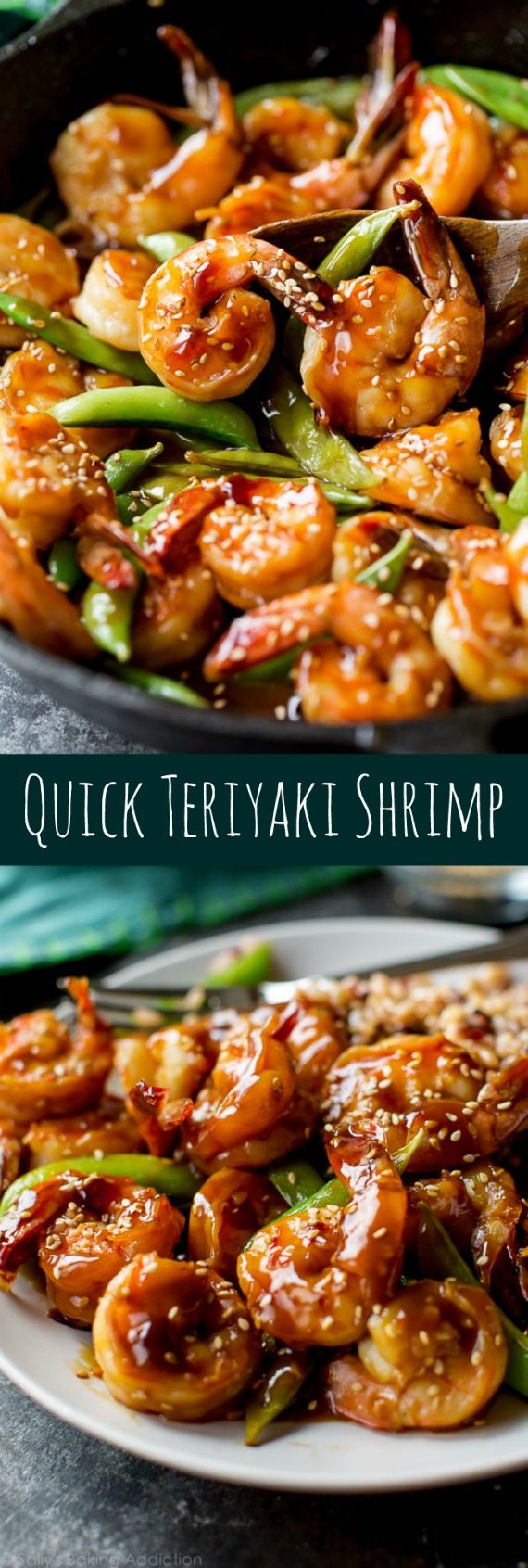 Facile, sain et sur la table en 30 minutes environ! Recette rapide de crevettes teriyaki maison sur sallysbakingaddiction.com