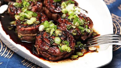 Photo of Recette de Steak de flanc farci grillé avec oignons verts, gingembre et glaçage teriyaki