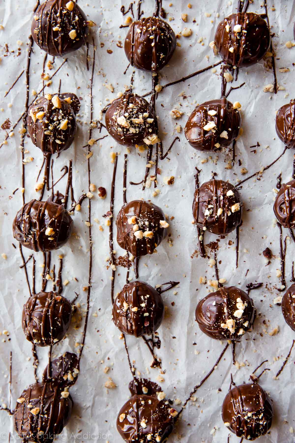 Truffes croquantes aux noisettes au chocolat sucré, riche et noisette avec Nutella! Recette maison sur sallysbakingaddiction.com