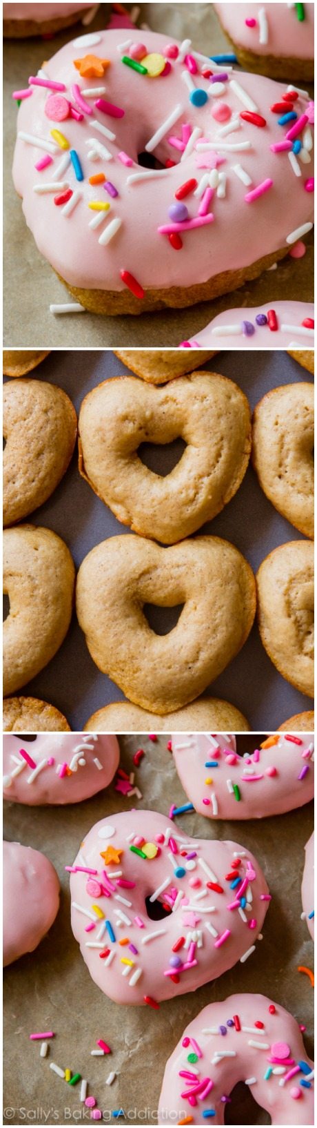 Je suggère de faire deux lots car ces adorables beignets coeur vont disparaître !! Recette de beignet à la vanille au four facile trouvée sur sallysbakingaddiction.com