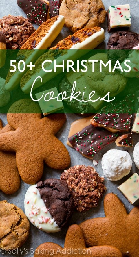 Plus de 50 recettes de biscuits de Noël, y compris des biscuits au chocolat, des biscuits au sucre décorés, des hommes en pain d'épice, des biscuits tranche 'n' bake, des brownies au chocolat à la menthe, des biscuits avec empreinte digitale, des biscuits aux pépites de chocolat, du caramel, des biscuits sans cuisson et plus encore!