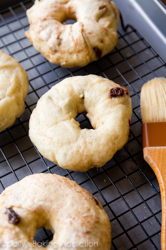 Voici exactement comment faire des bagels aux raisins et à la cannelle faits maison avec beaucoup de photos étape par étape! Cliquez pour la recette sur sallysbakingaddiction.com