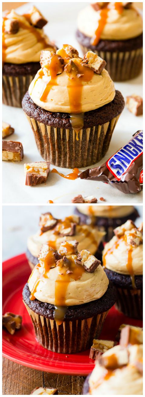 Le cupcake ULTIME! Style Snickers. Prenez la recette sur sallysbakingaddiction.com