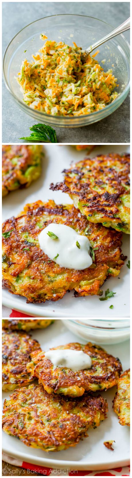 Des beignets de courgettes aux herbes parfaitement croquants, légers et simples! Prenez cette recette sur sallysbakingaddiction.com