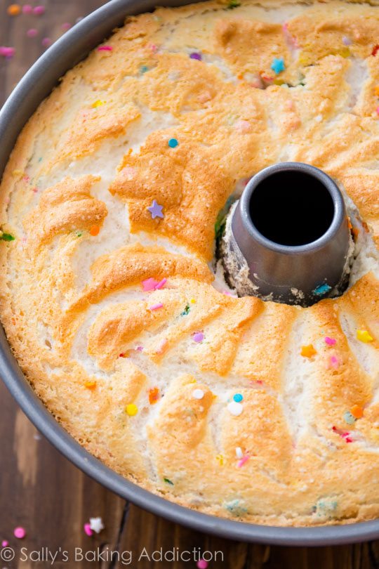 Des paillettes arc-en-ciel, des noisettes croquantes et une ganache au chocolat lisse font de ce gâteau de cuisine ange moelleux une grande fête!
