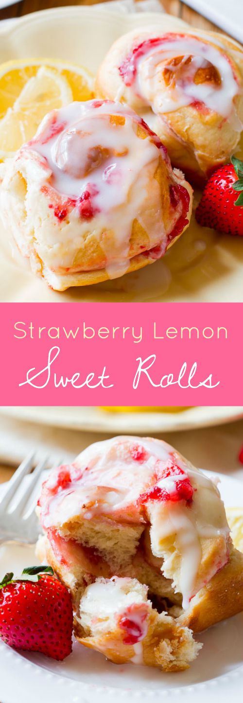 Rouleaux de fraises doux et moelleux à préparer avec un glaçage au citron! Prenez la recette sur sallysbakingaddiction.com