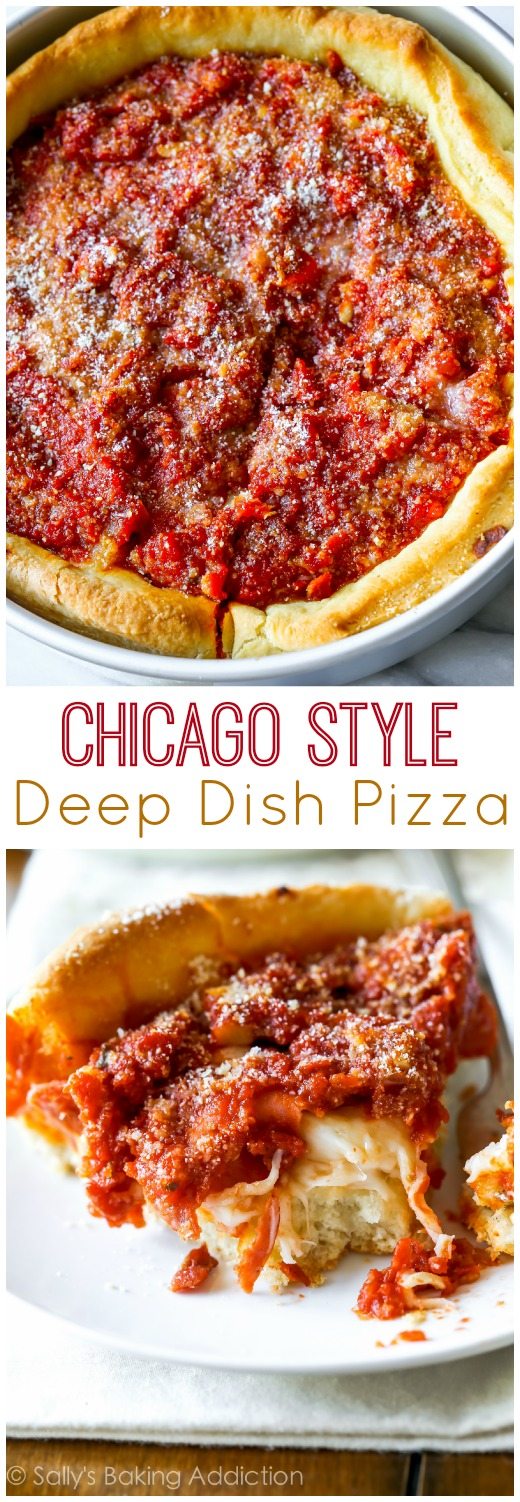 Recette de pizza profonde à la chicago-style sur sallysbakingaddiction.com Complète avec des photos étape par étape et des tonnes de trucs et astuces!