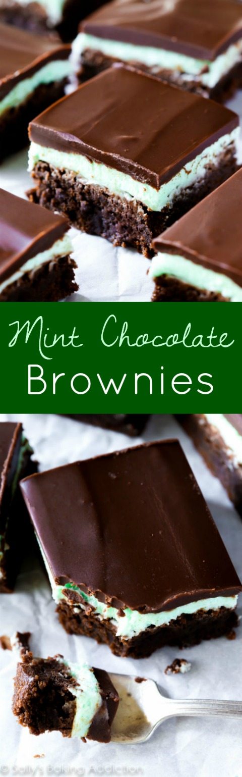 Comment faire des brownies au chocolat à la menthe classiques! Cliquez pour la recette sur sallysbakingaddiction.com