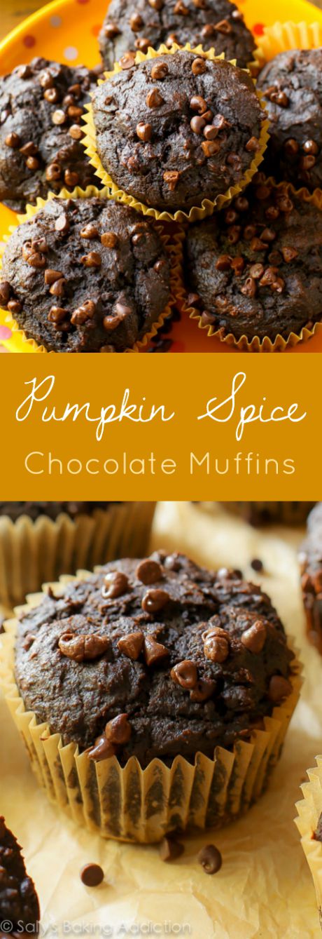 Muffins aux pépites de chocolat et aux citrouilles - seulement 130 calories chacun!