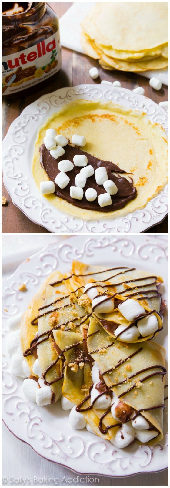 30 minutes S'mores Nutella Crepes - c'est ma recette de crêpe préférée et vous ne croirez pas à quel point elles sont faciles!