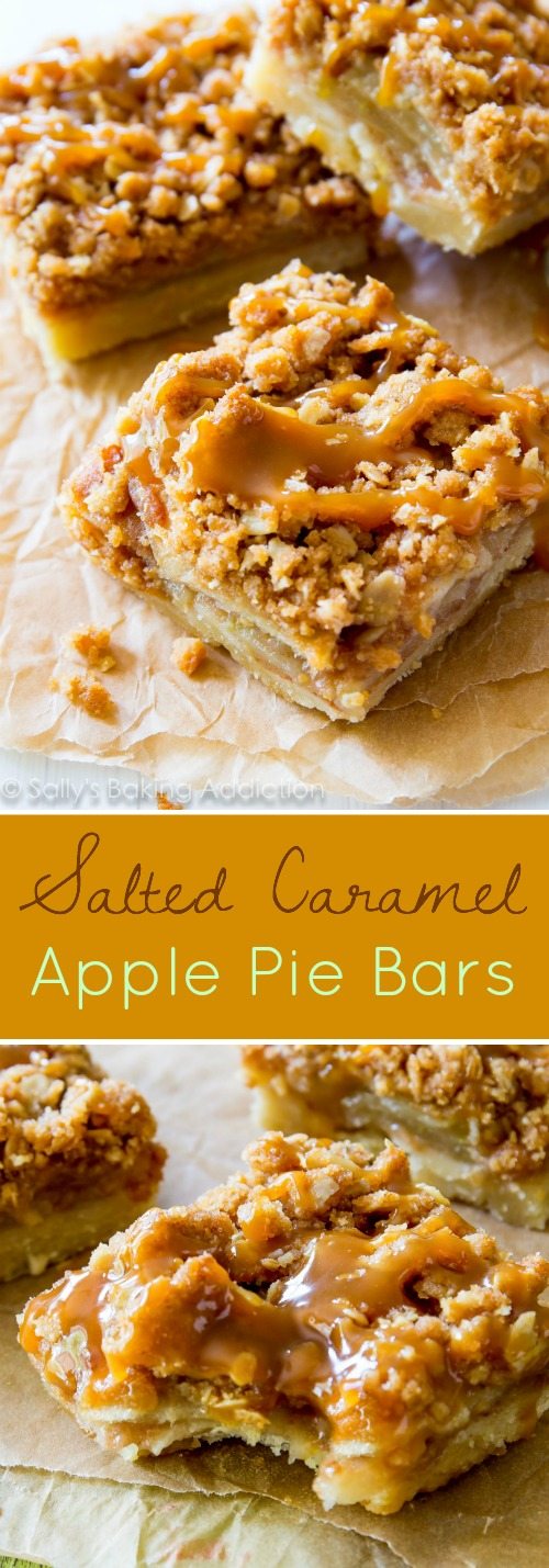 Barres de tarte aux pommes au caramel salé - cliquez pour la recette!