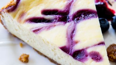 Photo of Gâteau au fromage tourbillon aux bleuets