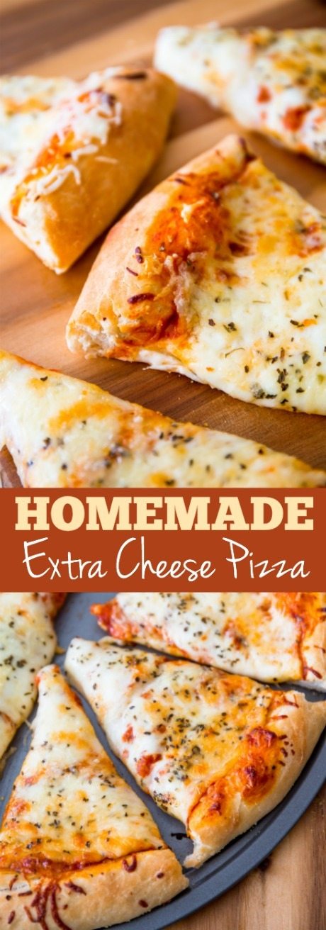 Pizza au fromage extra maison absolument délicieuse avec ma croûte à pizza extra épaisse maison!