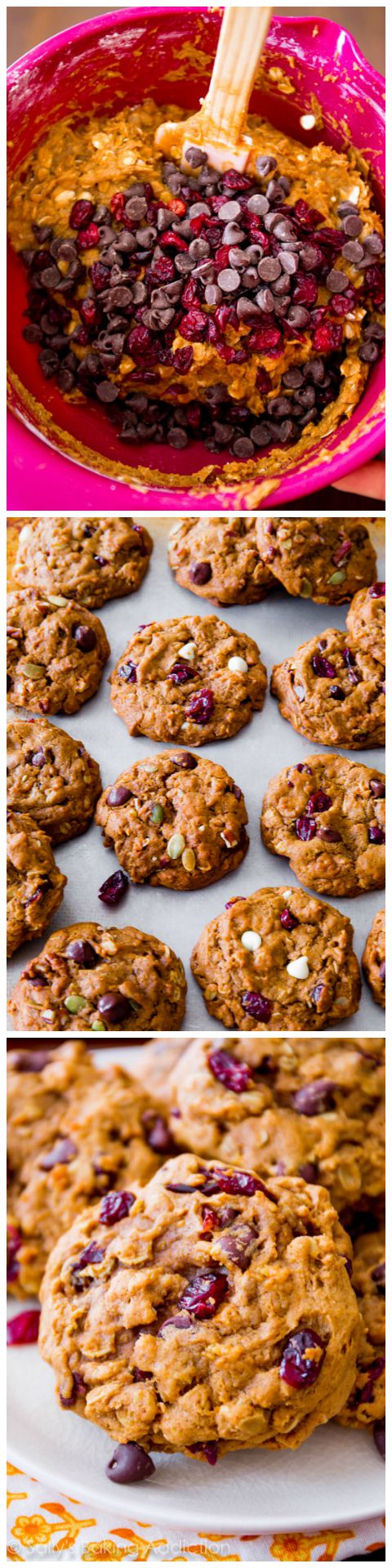 Ce sont mes biscuits à la citrouille préférés! Rempli d'avoine, de chocolat et de canneberges!