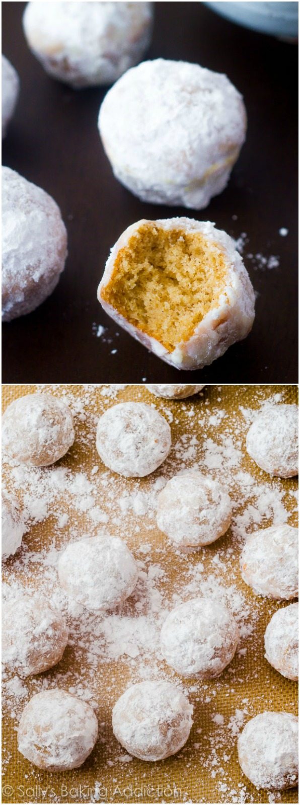 Mini muffins qui ont le goût de beignets de sucre en poudre. Cuit au four, pas frit! @sallybakeblog