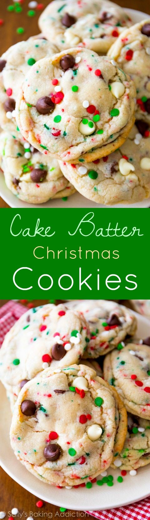 Biscuits aux pépites de chocolat Cake Batter pour Noël! sallysbakingaddiction.com