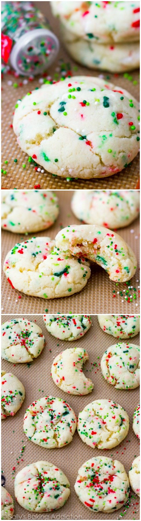 3 images de biscuits de mélange de gâteau de confettis de Noël