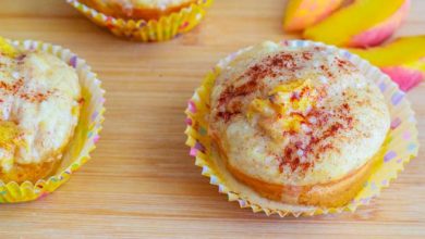 Photo of Muffins à la tarte aux pêches avec glaçure au beurre brun