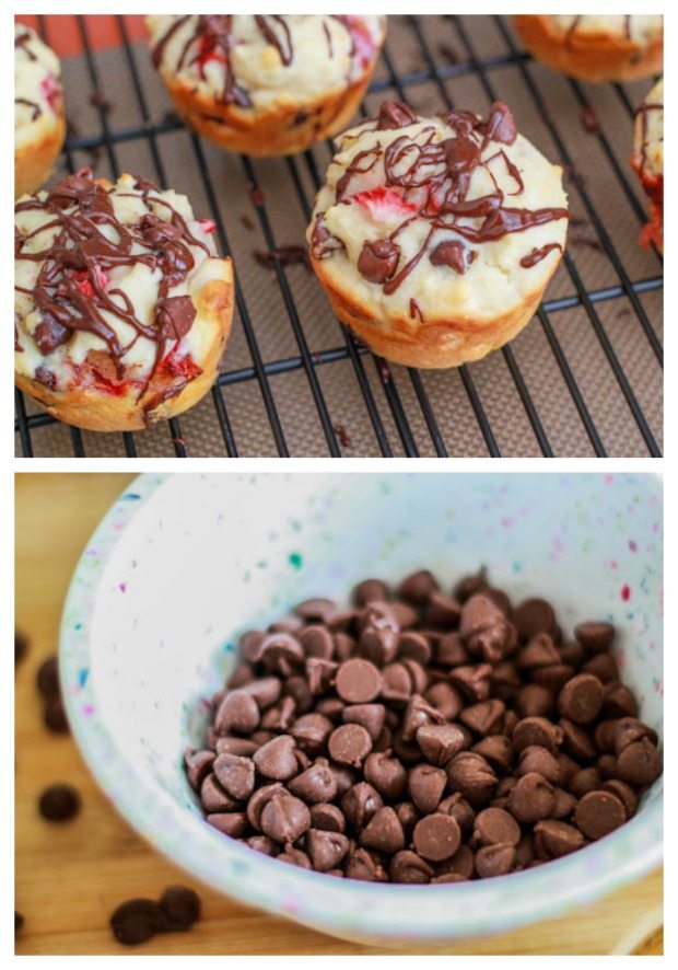 Muffins aux fraises recouverts de chocolat par sallysbakingaddiction.com