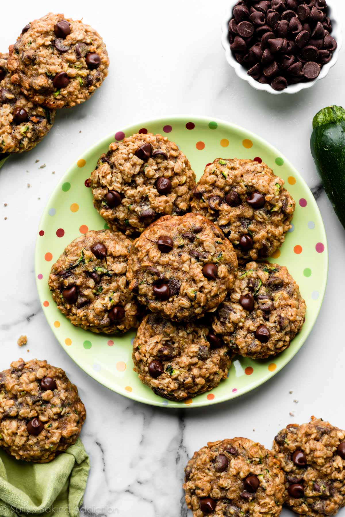 biscuits aux pépites de chocolat de flocons d’avoine de courgettes 