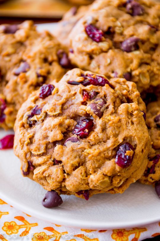 Ce sont mes biscuits à la citrouille préférés! Rempli d'avoine, de chocolat et de canneberges!