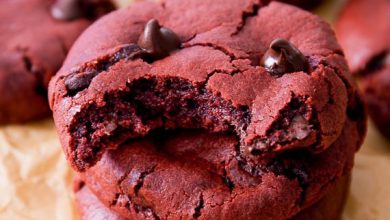 Photo of Biscuits aux pépites de chocolat au velours rouge