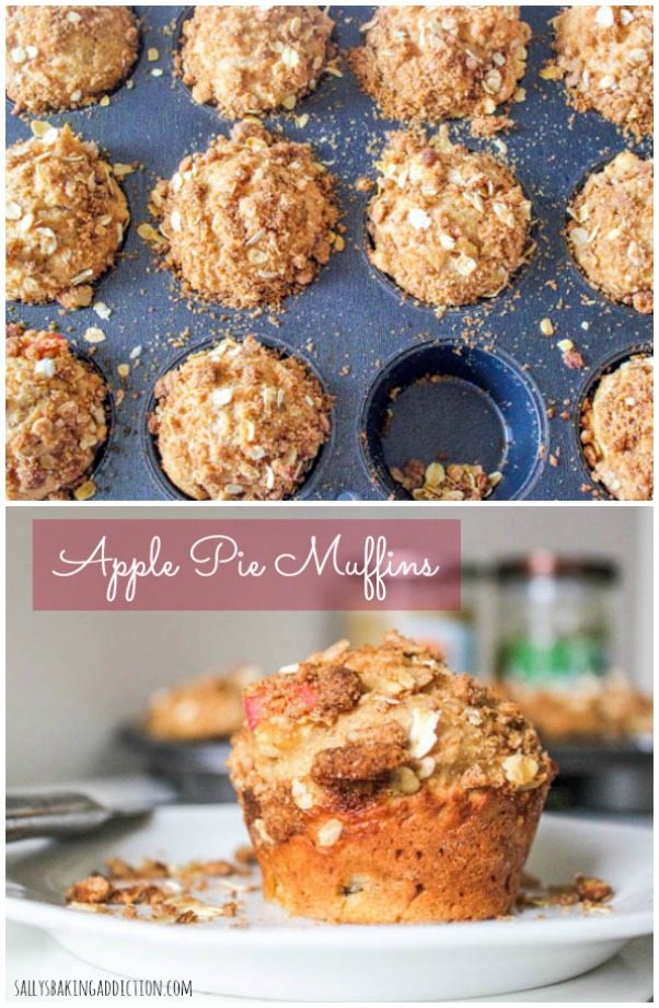 deux photos de muffins à la tarte aux pommes
