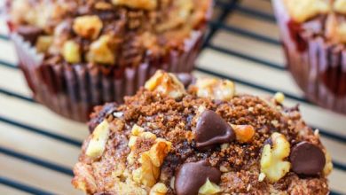 Photo of Muffins aux pépites de chocolat à la banane avec streusel à la cannelle