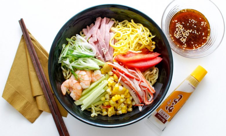 Photo of Recette Hiyashi Chuka (Ramen froid) aux crevettes, jambon et légumes