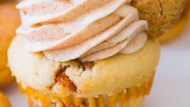 Photo of Cupcakes Snickerdoodle avec glaçage tourbillon à la cannelle