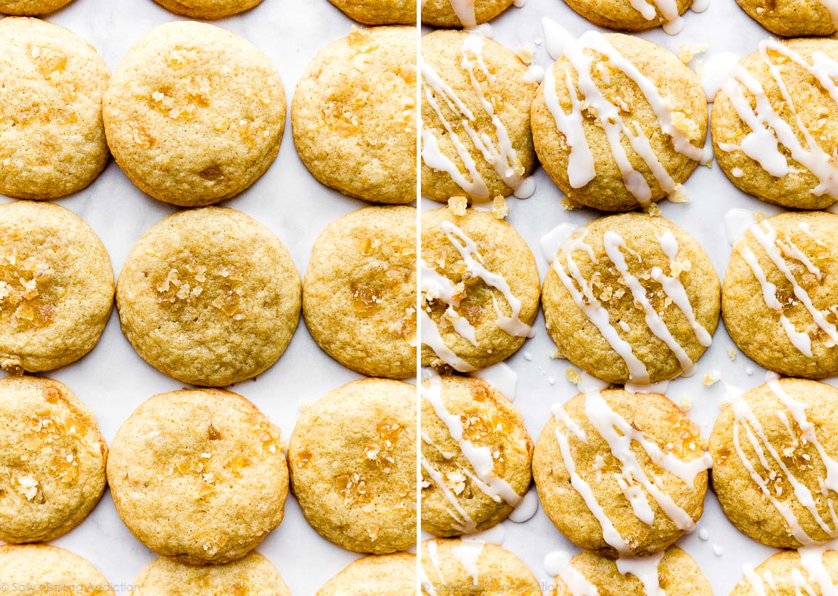 photo côte à côte de biscuits au citron nature et de biscuits au citron avec glaçage sur le dessus