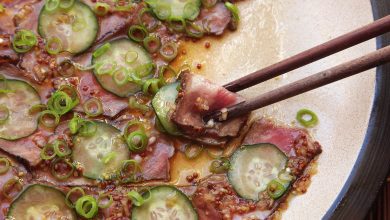 Photo of Salade de steak froid avec vinaigrette au concombre et moutarde ponzu