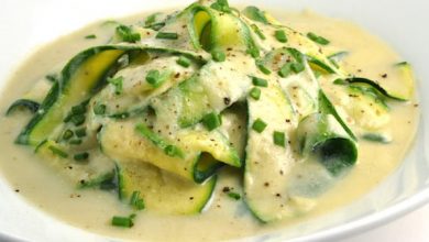 Photo of Pappardelle de courgettes à la crème de maïs
