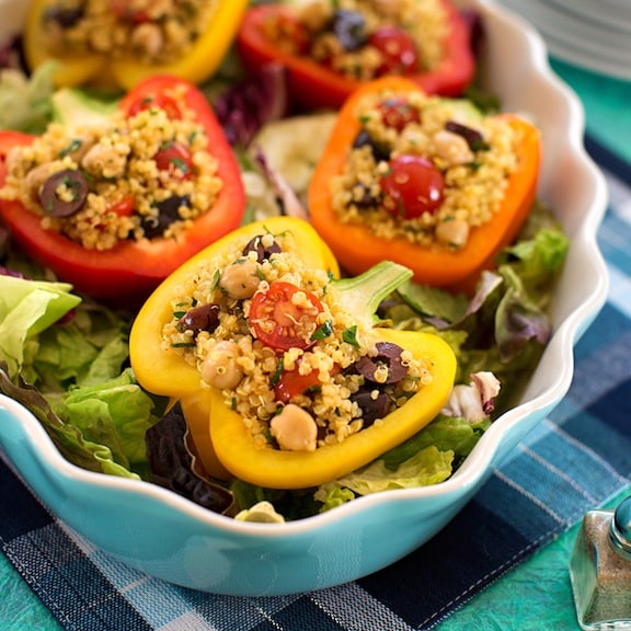 Poivrons farcis au quinoa et pois chiches