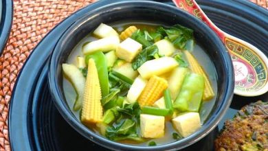 Photo of Soupe de bok choy, tofu et bébé maïs