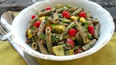 Photo of Salade de pâtes au pesto de persil et deux courges