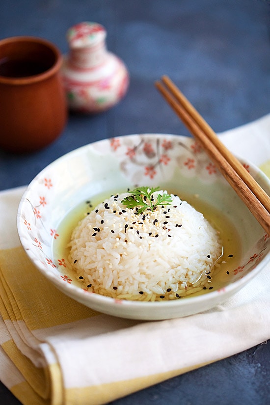 Recette de riz au thé vert.